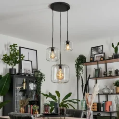 hofstein Suspension Verre 25cm, 20cm, 15cm Lauden Clair, 3 lumières