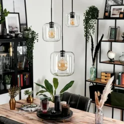 hofstein Suspension Verre 25cm, 20cm, 15cm Lauden Clair, 3 lumières