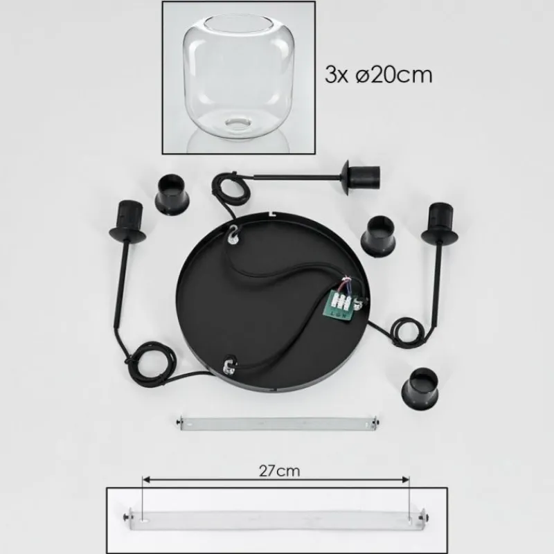 hofstein Suspension Verre 20cm Lauden Clair, 3 lumières