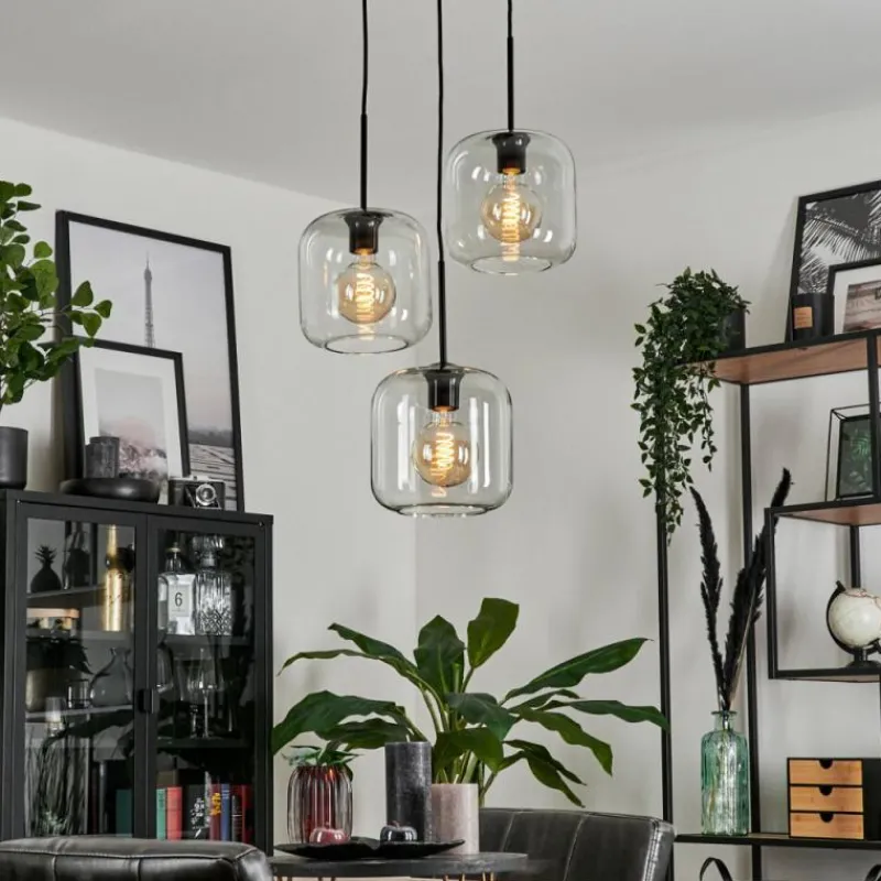 hofstein Suspension Verre 20cm Lauden Clair, 3 lumières