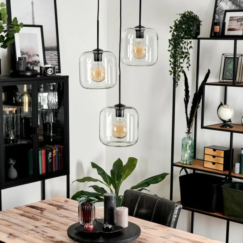 hofstein Suspension Verre 20cm Lauden Clair, 3 lumières