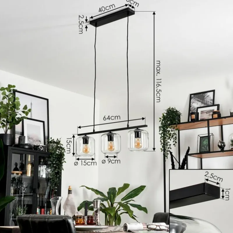 hofstein Suspension Verre 15cm Lauden Clair, 3 lumières