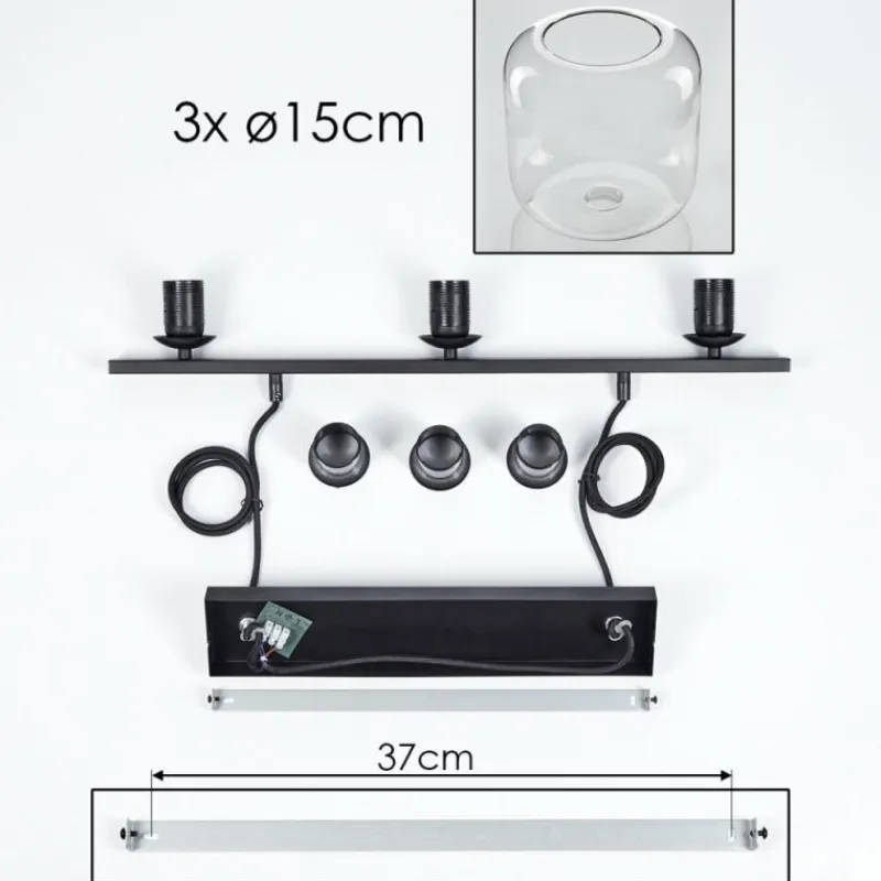 hofstein Suspension Verre 15cm Lauden Clair, 3 lumières