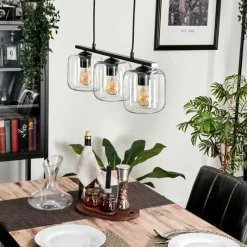 hofstein Suspension Verre 15cm Lauden Clair, 3 lumières