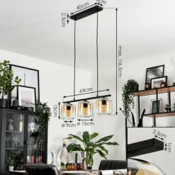 hofstein Suspension Verre 15cm Lauden Ambre, Clair, 3 lumières