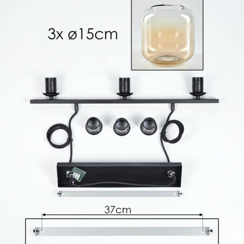 hofstein Suspension Verre 15cm Lauden Ambre, Clair, 3 lumières