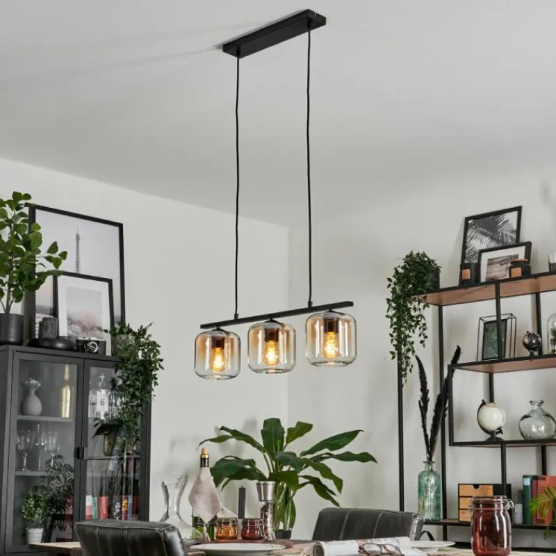 hofstein Suspension Verre 15cm Lauden Ambre, Clair, 3 lumières