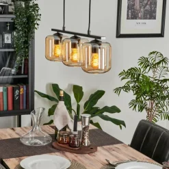 hofstein Suspension Verre 15cm Lauden Ambre, 3 lumières