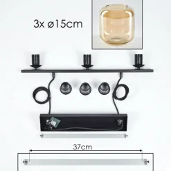 hofstein Suspension Verre 15cm Lauden Ambre, 3 lumières