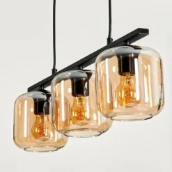 hofstein Suspension Verre 15cm Lauden Ambre, 3 lumières