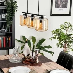 hofstein Suspension Verre 15cm Lauden Ambre, 3 lumières