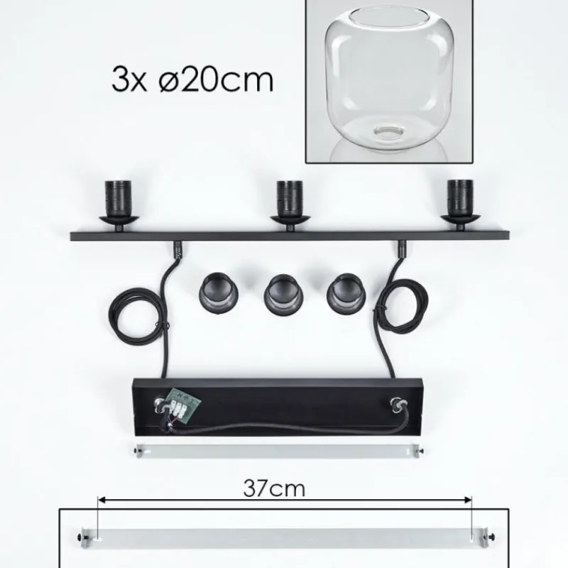 hofstein Suspension Verre 20cm Lauden Clair, 3 lumières