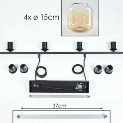 hofstein Suspension Verre 15cm Lauden Clair, 4 lumières