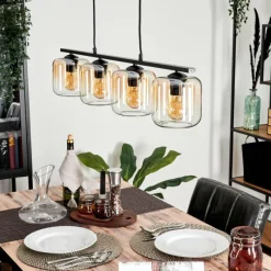 hofstein Suspension Verre 15cm Lauden Clair, 4 lumières