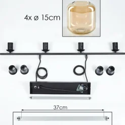 hofstein Suspension Verre 15cm Lauden Ambre, 4 lumières