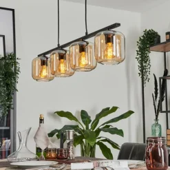 hofstein Suspension Verre 15cm Lauden Ambre, 4 lumières