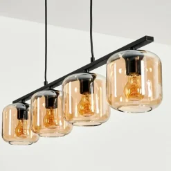 hofstein Suspension Verre 15cm Lauden Ambre, 4 lumières