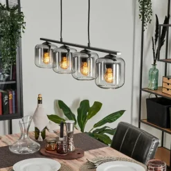 hofstein Suspension Verre 15cm Lauden Clair, Fumé, 4 lumières