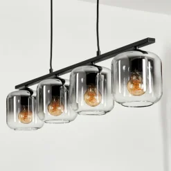 hofstein Suspension Verre 15cm Lauden Clair, Fumé, 4 lumières