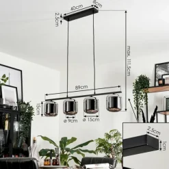 hofstein Suspension Verre 15cm Lauden Fumé, 4 lumières