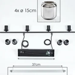 hofstein Suspension Verre 15cm Lauden Fumé, 4 lumières