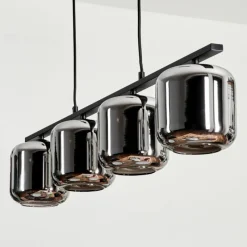 hofstein Suspension Verre 15cm Lauden Fumé, 4 lumières