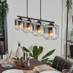 hofstein Suspension Verre 15cm Lauden Clair, Fumé, 4 lumières