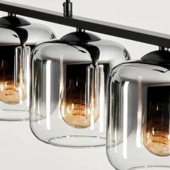 hofstein Suspension Verre 15cm Lauden Clair, Fumé, 4 lumières