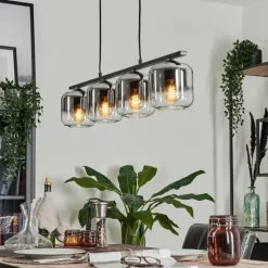 hofstein Suspension Verre 15cm Lauden Clair, Fumé, 4 lumières