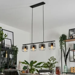 hofstein Suspension Verre 15cm Lauden Clair, Fumé, 4 lumières