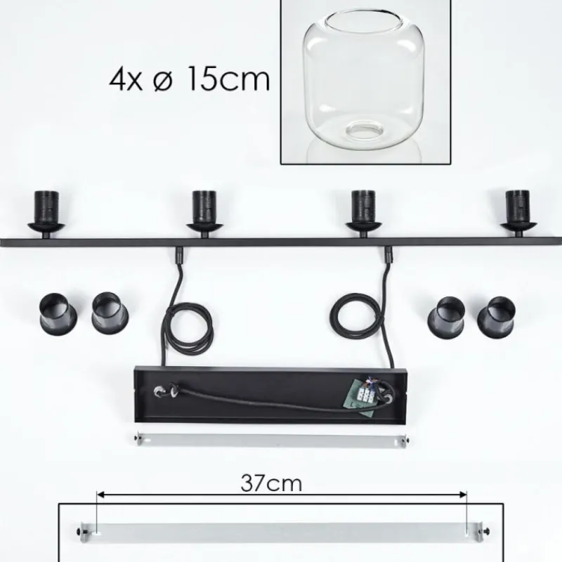 hofstein Suspension Verre 15cm Lauden Clair, 4 lumières