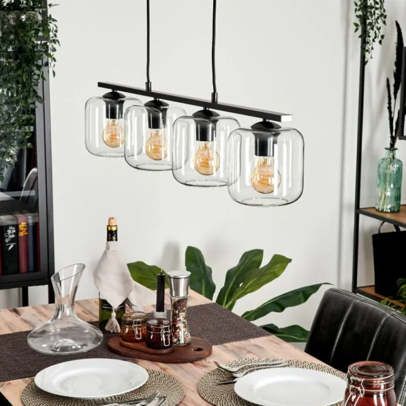 hofstein Suspension Verre 15cm Lauden Clair, 4 lumières