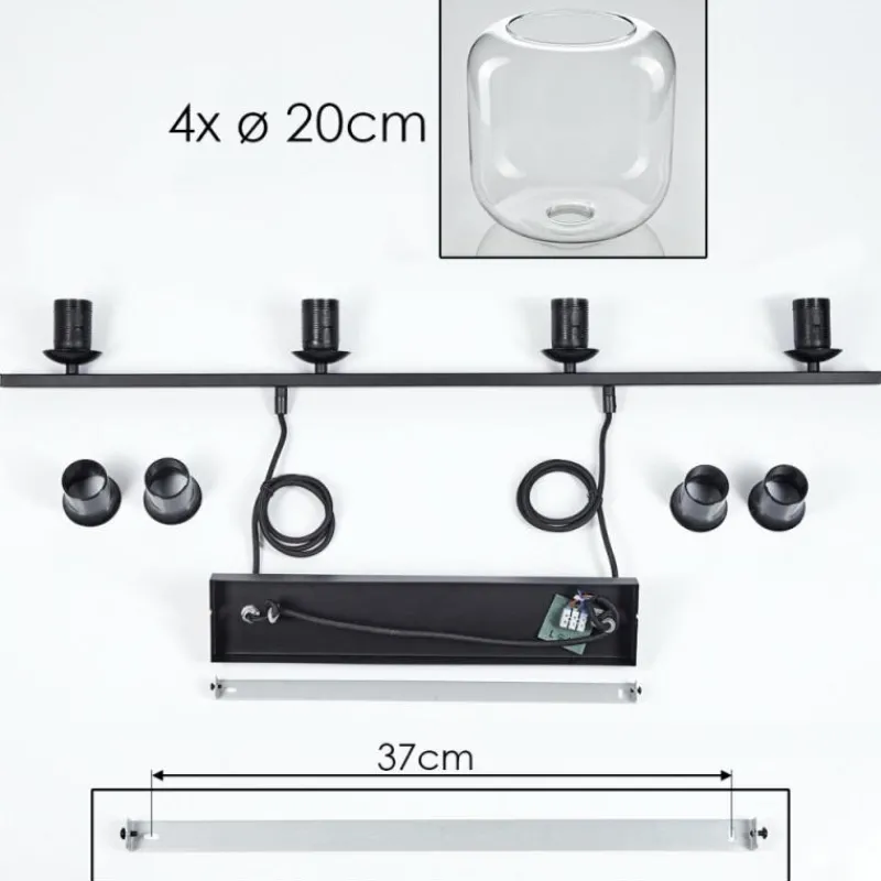 hofstein Suspension Verre 20cm Lauden Clair, 4 lumières