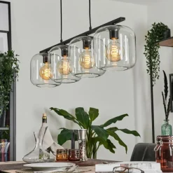 hofstein Suspension Verre 20cm Lauden Clair, 4 lumières