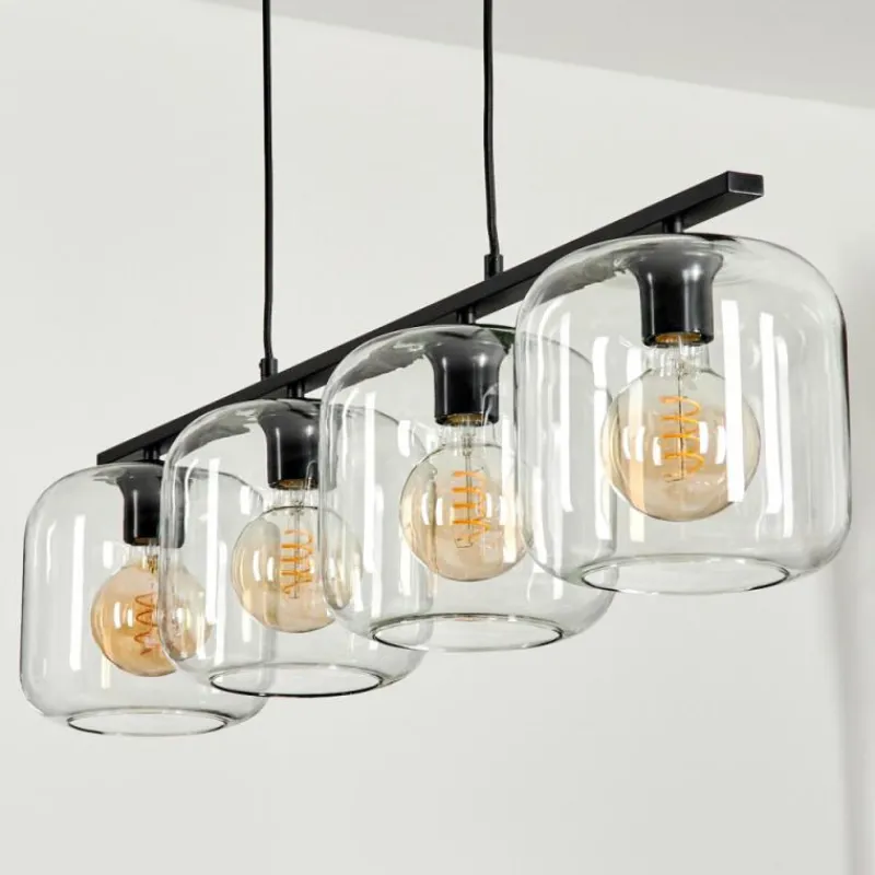 hofstein Suspension Verre 20cm Lauden Clair, 4 lumières