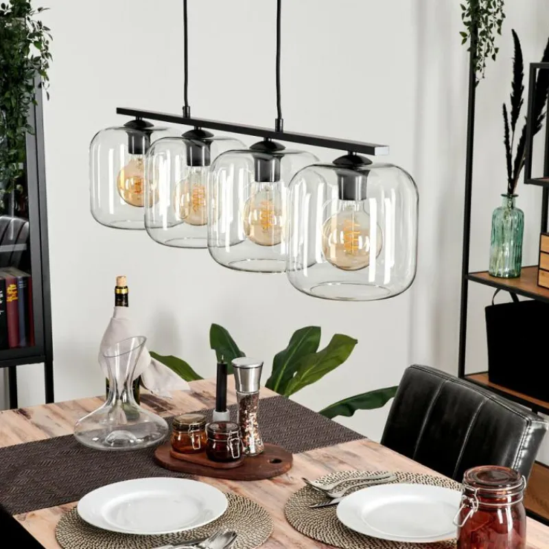 hofstein Suspension Verre 20cm Lauden Clair, 4 lumières