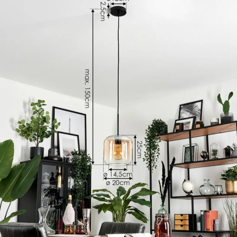 hofstein Suspension Verre 20cm Lauden Ambre, Clair, 1 lumière