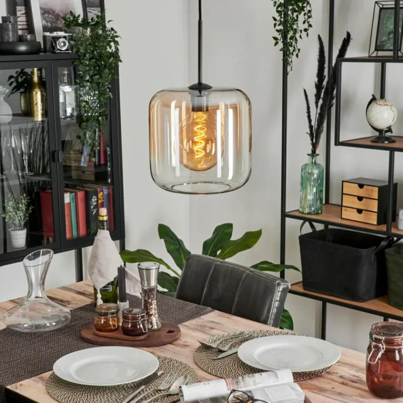 hofstein Suspension Verre 25cm Lauden Ambre, Clair, 1 lumière