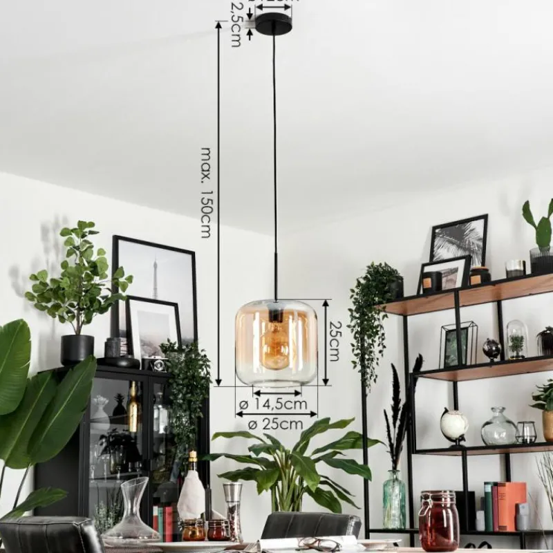 hofstein Suspension Verre 25cm Lauden Ambre, Clair, 1 lumière