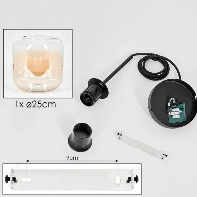 hofstein Suspension Verre 25cm Lauden Ambre, Clair, 1 lumière