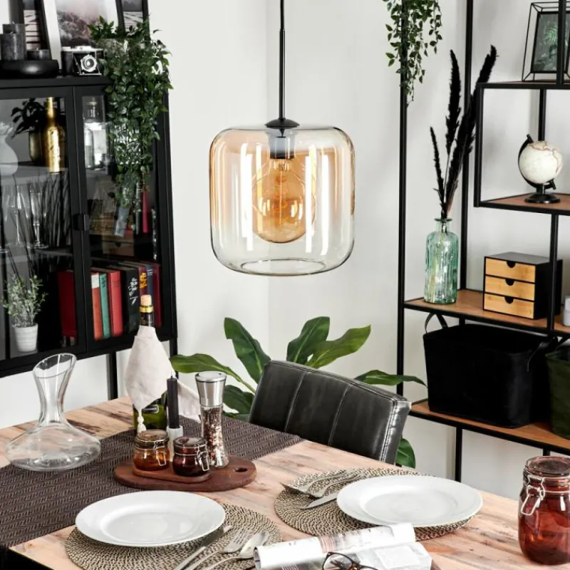 hofstein Suspension Verre 25cm Lauden Ambre, Clair, 1 lumière