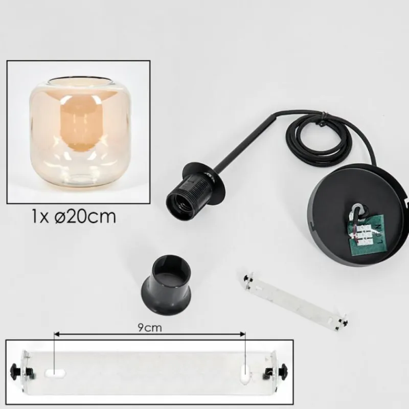 hofstein Suspension Verre 20cm Lauden Ambre, 1 lumière