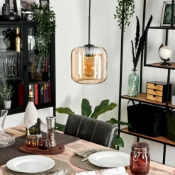 hofstein Suspension Verre 20cm Lauden Ambre, 1 lumière