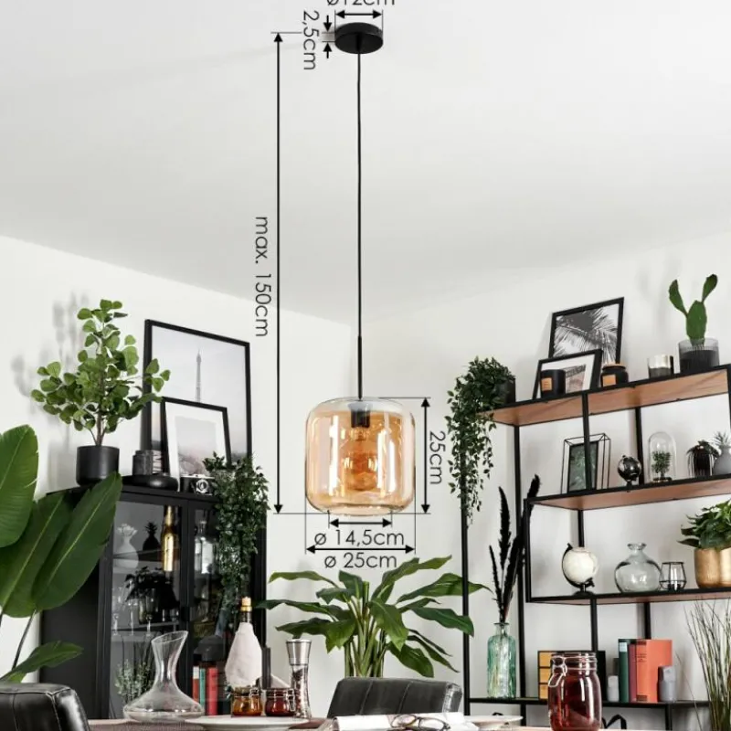 hofstein Suspension Verre 25cm Lauden Ambre, 1 lumière