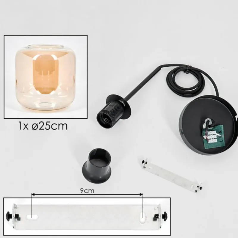 hofstein Suspension Verre 25cm Lauden Ambre, 1 lumière