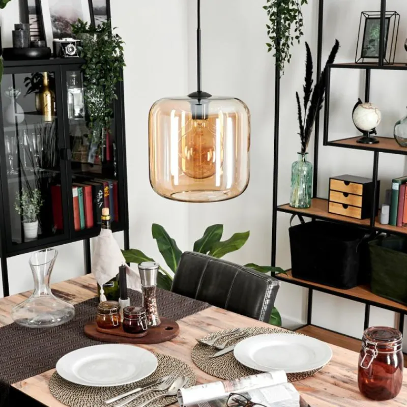 hofstein Suspension Verre 25cm Lauden Ambre, 1 lumière