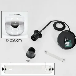 hofstein Suspension Verre 20cm Lauden Chrome, Clair, Fumé, 1 lumière