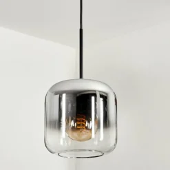 hofstein Suspension Verre 20cm Lauden Chrome, Clair, Fumé, 1 lumière