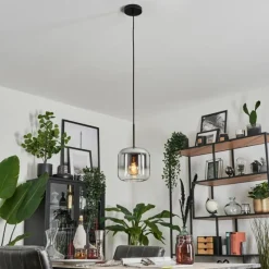 hofstein Suspension Verre 20cm Lauden Chrome, Clair, Fumé, 1 lumière