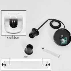 hofstein Suspension Verre 25cm Lauden Chrome, Clair, Fumé, 1 lumière